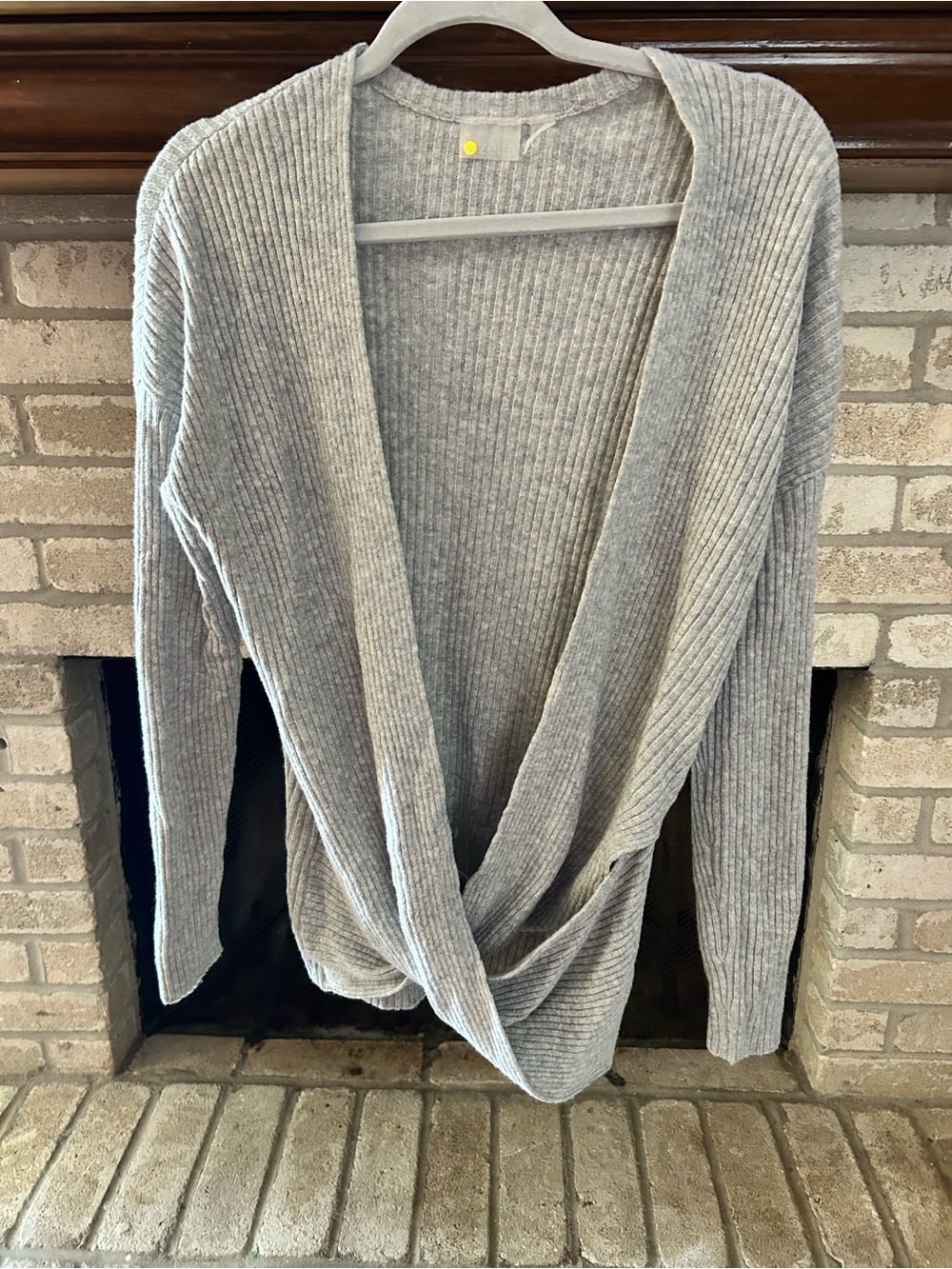 Zella Women’s Gray Ribbed Wrap Sweater Small